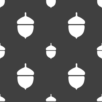 Acorn icon sign. Seamless pattern on a gray background. illustration