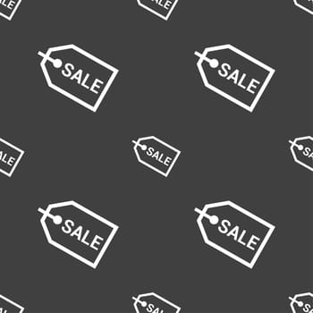 Sale icon sign. Seamless pattern on a gray background. illustration