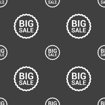 Big sale icon sign. Seamless pattern on a gray background. illustration