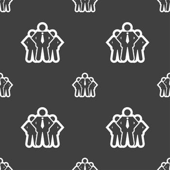 business team icon sign. Seamless pattern on a gray background. illustration