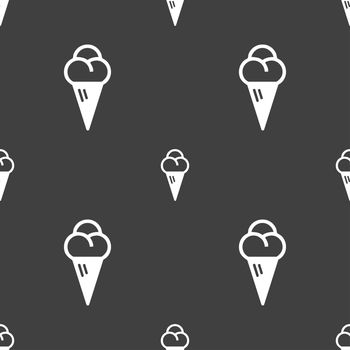 ice cream icon sign. Seamless pattern on a gray background. illustration