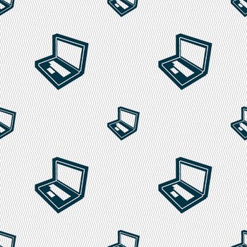 Laptop icon sign. Seamless pattern with geometric texture. illustration