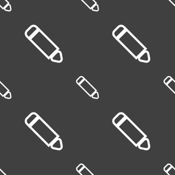 Pen icon sign. Seamless pattern on a gray background. illustration