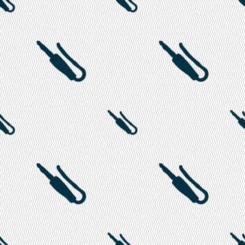 plug, mini jack icon sign. Seamless pattern with geometric texture. illustration