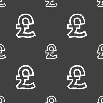 Pound Sterling icon sign. Seamless pattern on a gray background. illustration