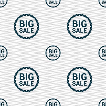 Big sale icon sign. Seamless pattern with geometric texture. illustration