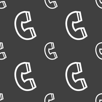 handset icon sign. Seamless pattern on a gray background. illustration