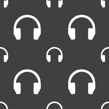 headsets icon sign. Seamless pattern on a gray background. illustration