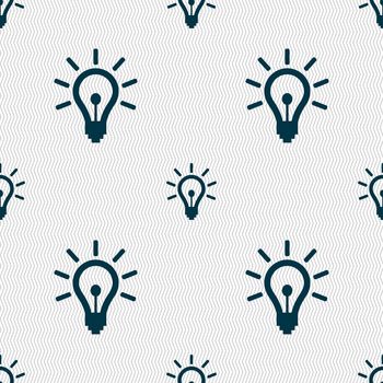 Light bulb icon sign. Seamless pattern with geometric texture. illustration