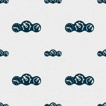 speed, speedometer icon sign. Seamless pattern with geometric texture. illustration