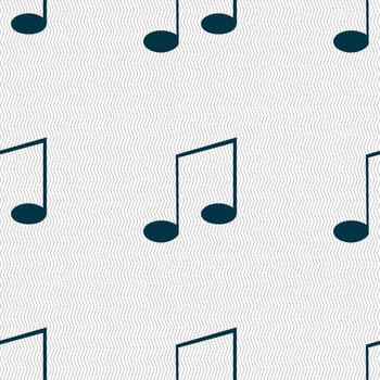 Music note sign icon. Musical symbol. Seamless abstract background with geometric shapes. illustration