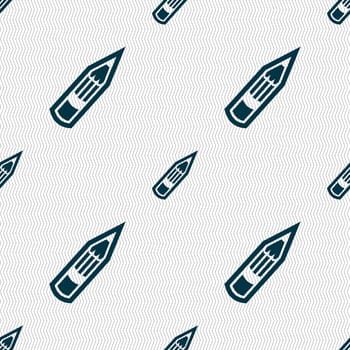 Pencil icon sign. Seamless pattern with geometric texture. illustration