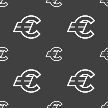 Euro EUR icon sign. Seamless pattern on a gray background. illustration