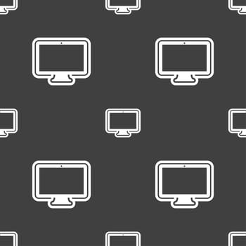 monitor icon sign. Seamless pattern on a gray background. illustration