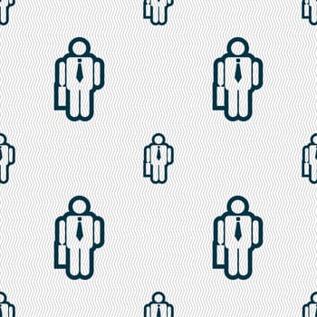 businessman icon sign. Seamless pattern with geometric texture. illustration