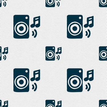 music column, disco, music, melody, speaker icon sign. Seamless pattern with geometric texture. illustration