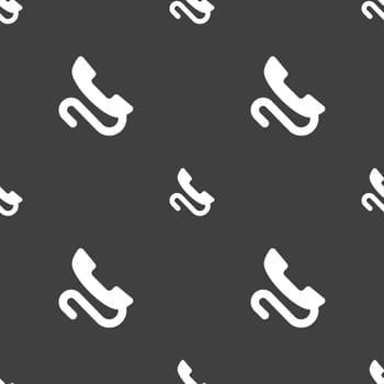 retro telephone handset icon sign. Seamless pattern on a gray background. illustration