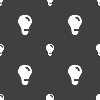 light bulb, idea icon sign. Seamless pattern on a gray background. illustration