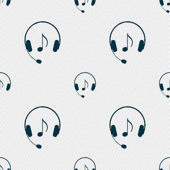 headsets icon sign. Seamless pattern with geometric texture. illustration