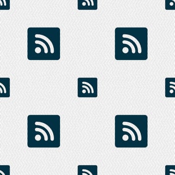 RSS feed icon sign. Seamless pattern with geometric texture. illustration