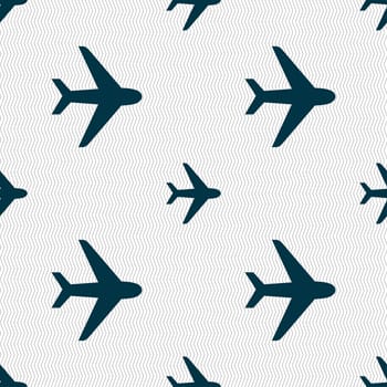 Plane icon sign. Seamless pattern with geometric texture. illustration