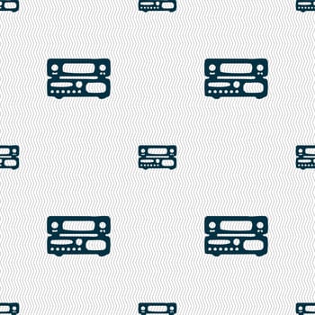 radio, receiver, amplifier icon sign. Seamless pattern with geometric texture. illustration