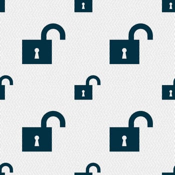 open lock icon sign. Seamless pattern with geometric texture. illustration