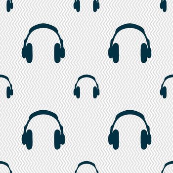 headsets icon sign. Seamless pattern with geometric texture. illustration