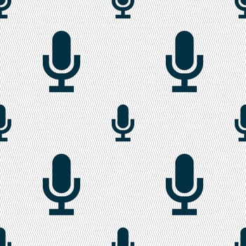 microphone icon sign. Seamless pattern with geometric texture. illustration