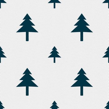 Christmas tree icon sign. Seamless pattern with geometric texture. illustration