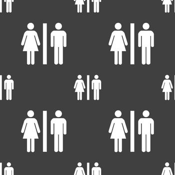 silhouette of a man and a woman icon sign. Seamless pattern on a gray background. illustration