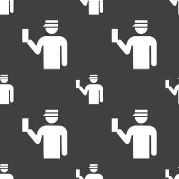 Inspector icon sign. Seamless pattern on a gray background. illustration