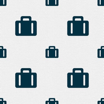 suitcase icon sign. Seamless pattern with geometric texture. illustration