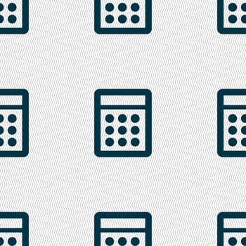 Calculator sign icon. Bookkeeping symbol. Seamless abstract background with geometric shapes. illustration