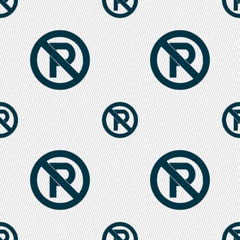 No parking icon sign. Seamless pattern with geometric texture. illustration