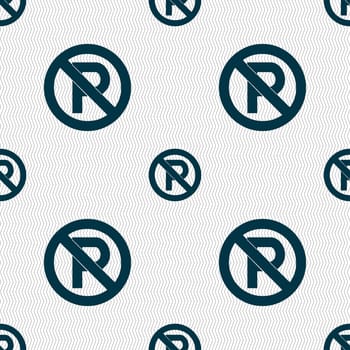 No parking icon sign. Seamless pattern with geometric texture. illustration