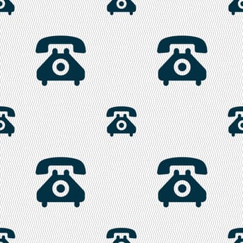 retro telephone handset icon sign. Seamless pattern with geometric texture. illustration