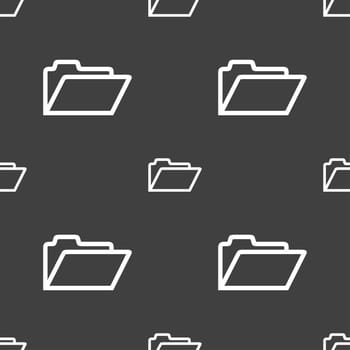 Folder icon sign. Seamless pattern on a gray background. illustration