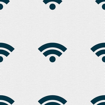 Wifi sign. Wi-fi symbol. Wireless Network icon. Wifi zone. Seamless abstract background with geometric shapes. illustration