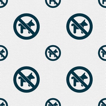 dog walking is prohibited icon sign. Seamless pattern with geometric texture. illustration