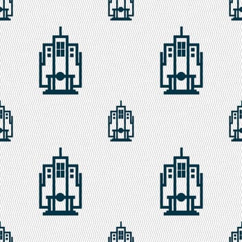 skyscraper icon sign. Seamless pattern with geometric texture. illustration