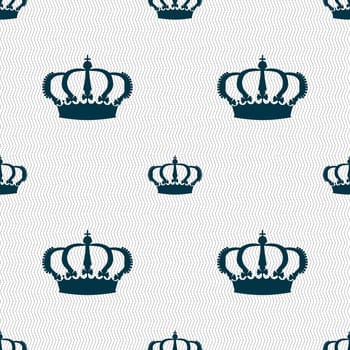 Crown icon sign. Seamless pattern with geometric texture. illustration