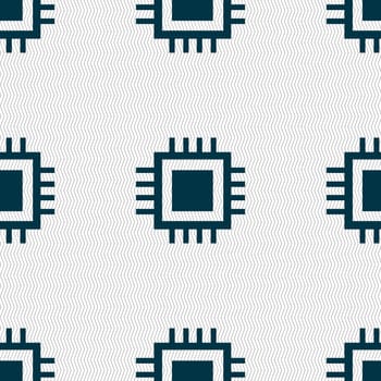 Central Processing Unit Icon. Technology scheme circle symbol. Seamless abstract background with geometric shapes. illustration