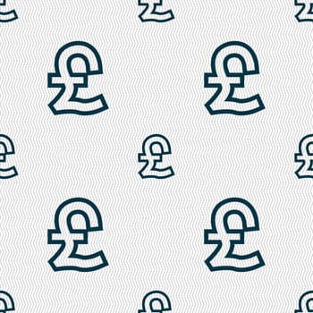 Pound Sterling icon sign. Seamless pattern with geometric texture. illustration