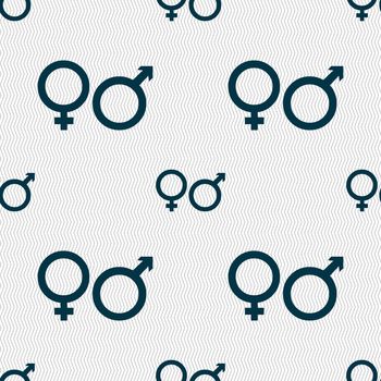 male and female icon sign. Seamless pattern with geometric texture. illustration