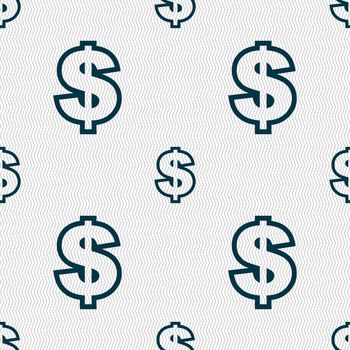 Dollar icon sign. Seamless pattern with geometric texture. illustration