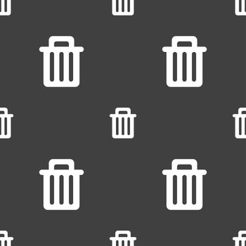 Recycle bin icon sign. Seamless pattern on a gray background. illustration