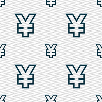 Yen JPY icon sign. Seamless pattern with geometric texture. illustration