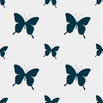 butterfly icon sign. Seamless pattern with geometric texture. illustration