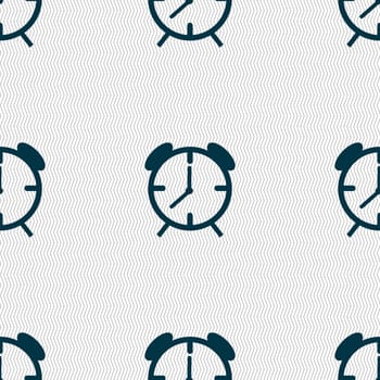 Alarm clock sign icon. Wake up alarm symbol. Seamless abstract background with geometric shapes. illustration